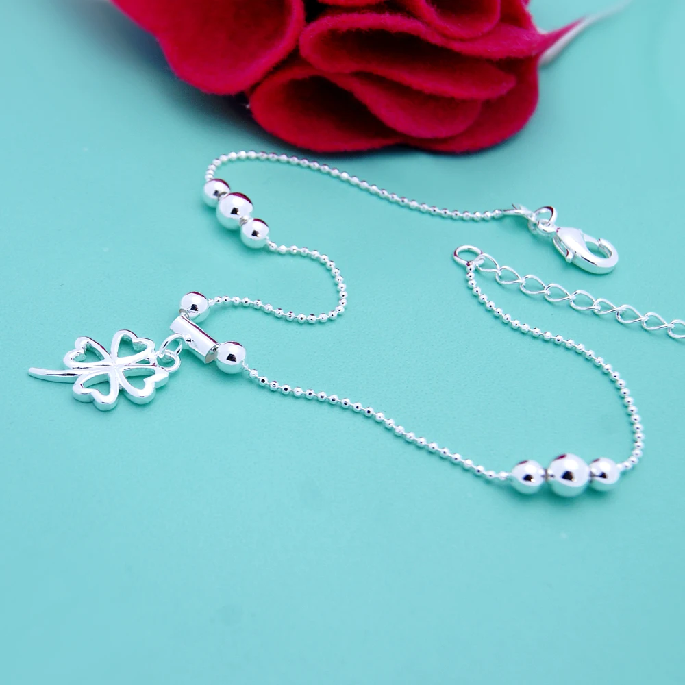 925 Sterling Ladies Silver Anklets Bracelet Chain for Women leaves Pendant Foot Jewelry Package Mail
