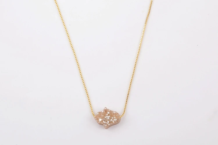 BOROSA Custom Design Druzy ожерелье, 5 шт пальмовый Радужный Титан природные кристаллы бисера 16,5-17 дюймов чокер ювелирные изделия G1891 - Окраска металла: Champagne druzy
