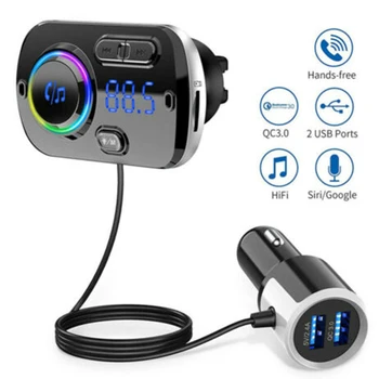 

Dual USB QC3.0 Fast charger Handsfree Colorful Car Handsfree Wireless FM Transmitter MP3 Player Kit Dual USB Fast Charger