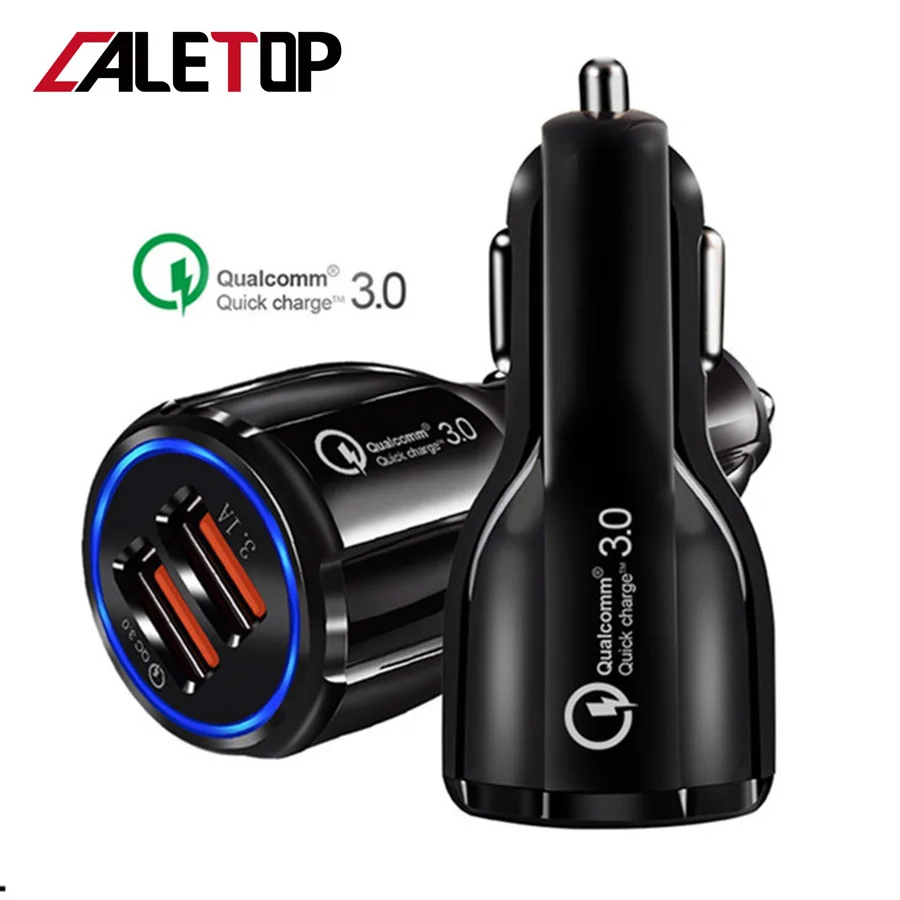 

CALETOP Car Charger USB 2 in 1 Car Chargers Dual Quick Charger QC 3.0 Fast Charge for Samsung Xiaomi Huawei for iPhone Car Kit