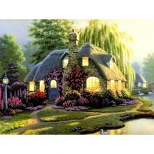 New Year Gifts Diamond Embroidery Dream House Custom Pattern Castle House Pattern Cotton Embroidery DIY Diamond Painting