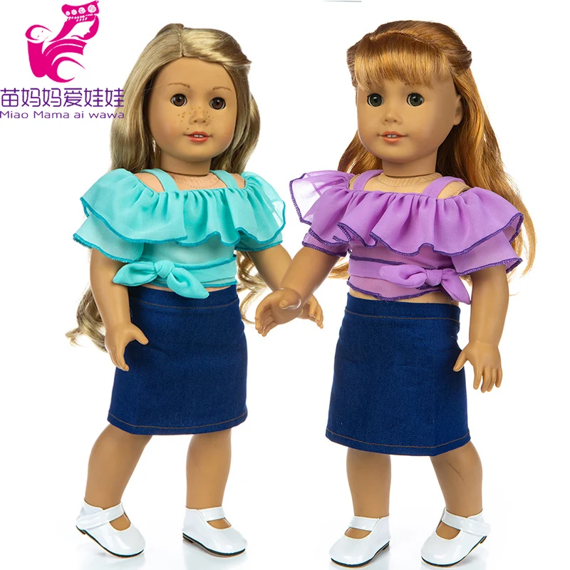 

18 Inch Doll Chiffon clothes denim dress for 17" New Born Baby Doll Clothes American Doll Clothes toys wear