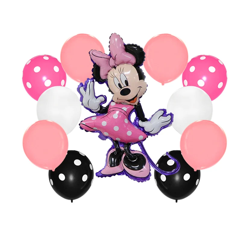 20Pcs palloncini Foil Disney Minnie Mouse Head Party 32 palloncini rosa  rossa numero compleanno bambini Baby