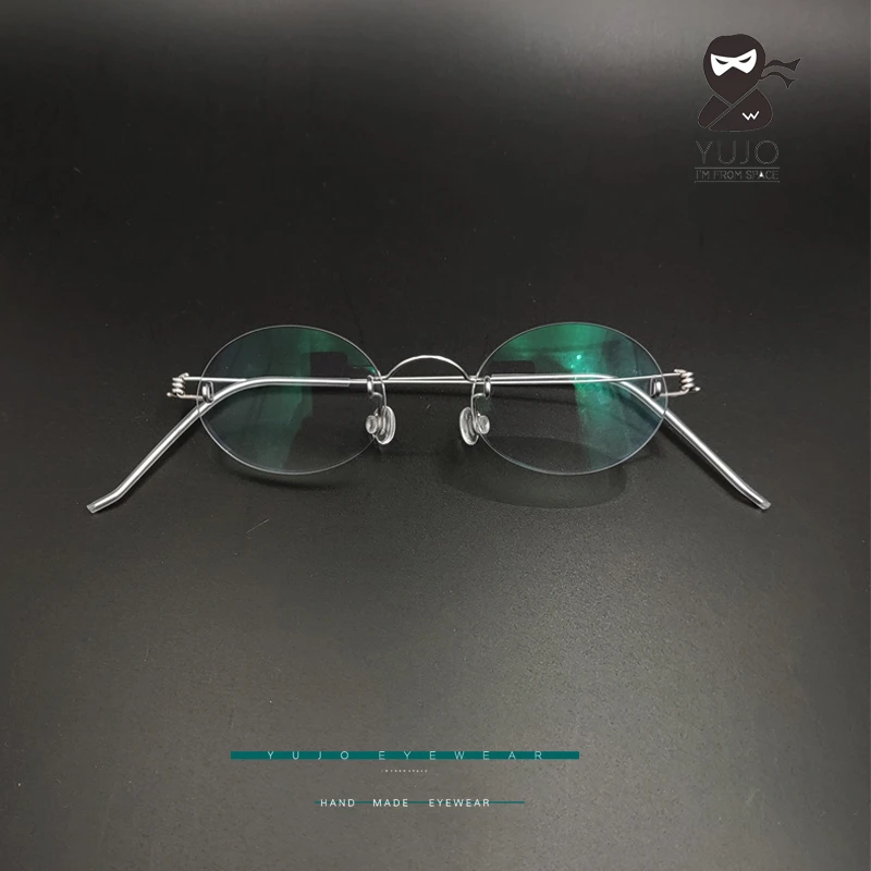 Vintage Oval Frameless Prescription Myopia Reading Glasses Hand