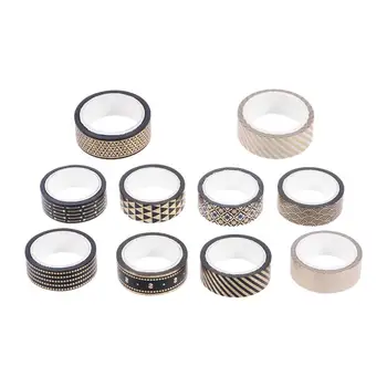

10 Rolls Washi Paper Tapes Hot Stamping Decorative Stickers Simple Tape Gift Packaging Band for Home Shop DIY Craft