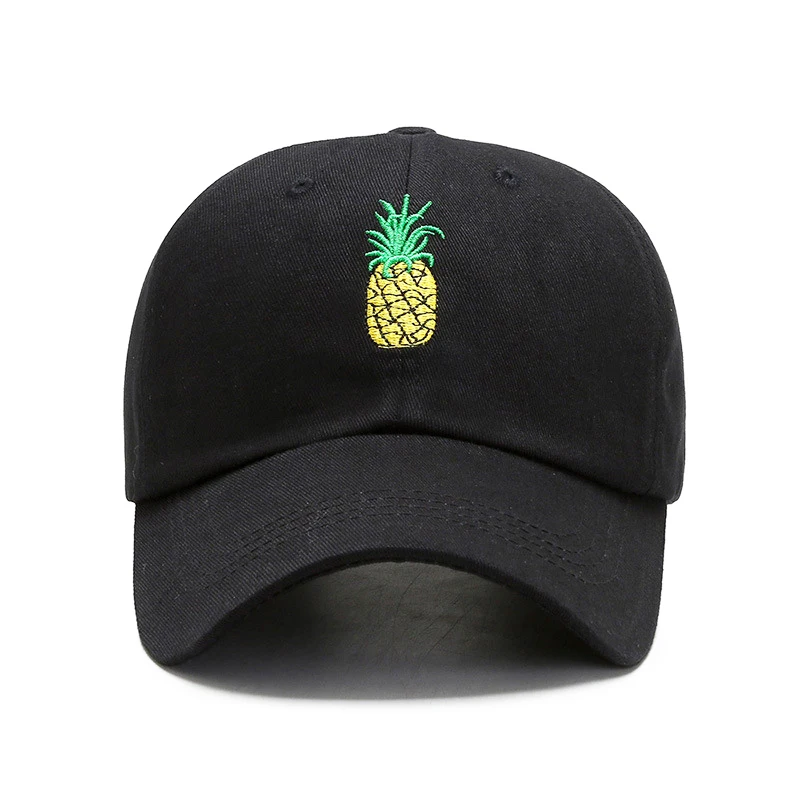 Бейсбольная Кепка с вышивкой ананаса, женская, мужская, модная, унисекс, хип-хоп кепка, однотонная, летняя кепка, уличная одежда, Casquette TG0031