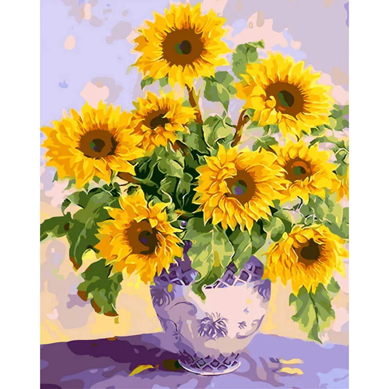 

LZAIQIZG Full Square/Round Diamond Painting Sunflower Bouquet Vase 5D DIY Diamond Embroidery Sale Floral Home Decor Gift