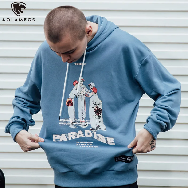 

Aolamegs Men Sweatshirts Funny Print Hooded Pullovers Harajuku Colorful Hip Hop Style Loose High Street Streetwear Autumn