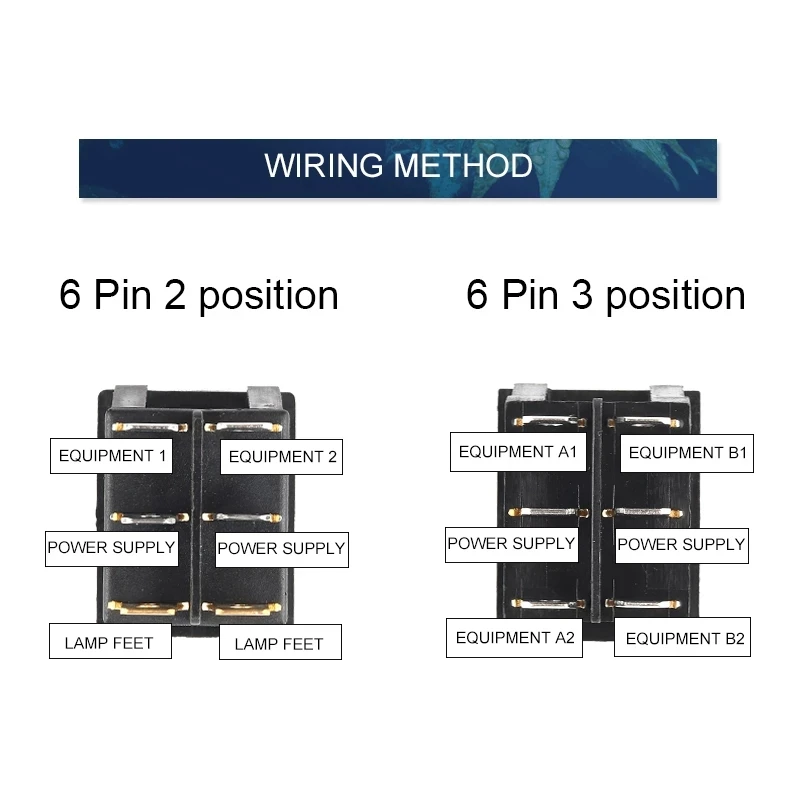 5PCS 31x25mm 6Pin 2/3 위치 이중 조명 로커 스위치 16A/250V 20A/125V ON-OFF/ON-OFF-ON 보트 전원 전기 자동차 스위치