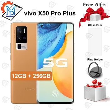 Перейти на Алиэкспресс и купить Оригинальный официальный VIVO X50 Pro Plus 5G мобильный телефон 6,56 дюйм120 Гц AOMLED 12G + 256G Snapdragon 865 Android 10 50MP камера смартфон