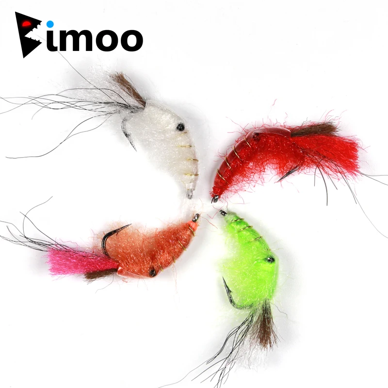 

Bimoo 4PCS #4 Small Shrimp Flies Saltwater Freshwater Shrimp Nymph Fly Fishing Trout Bait Fish Lure