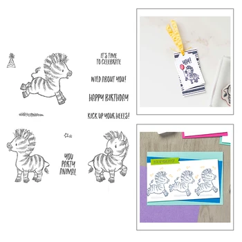 

2020 New Hot Animal Zebra Happy Birthday Kick Up Your Heels Word Stamps and Metal Cutting Dies For Scrapbooking Card Foil Making