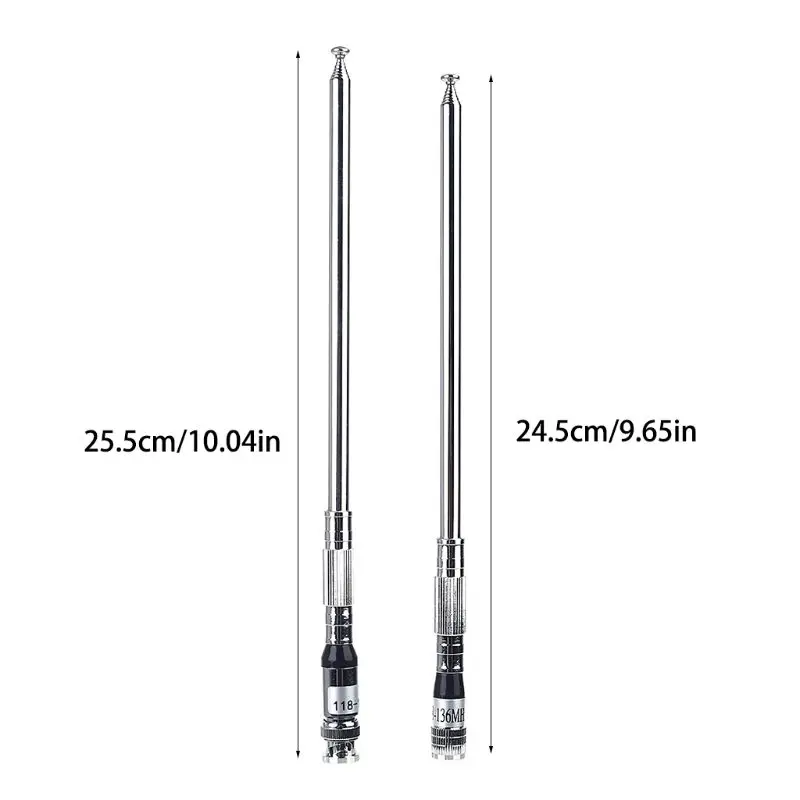 118Mhz-136MHz Whip Telescopic Antenna Replacement Part Scalable for Airband Radio Receiver Aviation SMA BNC Multiple Use