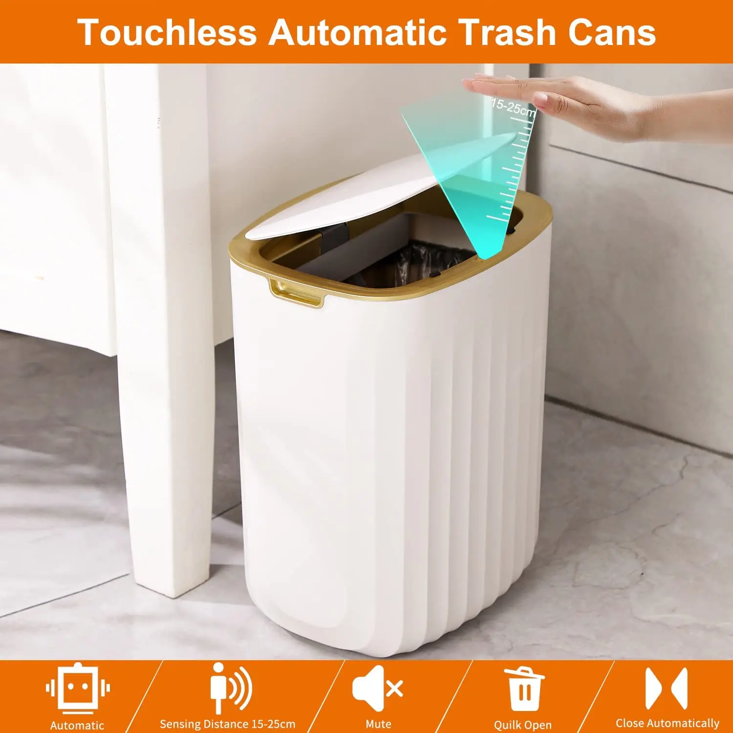 12L/15L Smart Sensor Garbage Bin Kitchen Bathroom Toilet Trash Can Best
