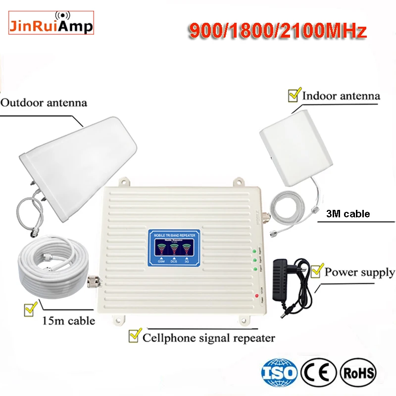 70dB получить 2g 3g 4g Tri двух Диапазонный усилитель сигнала 900 1800 2100 GSM WCDMA UMTS LTE Сотовая
