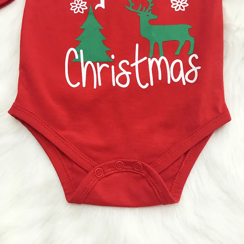 My First Christmas/повседневная одежда для маленьких мальчиков и девочек; Рождественский комплект из 4 предметов из чистого хлопка; одежда для детей 0-2 лет; боди