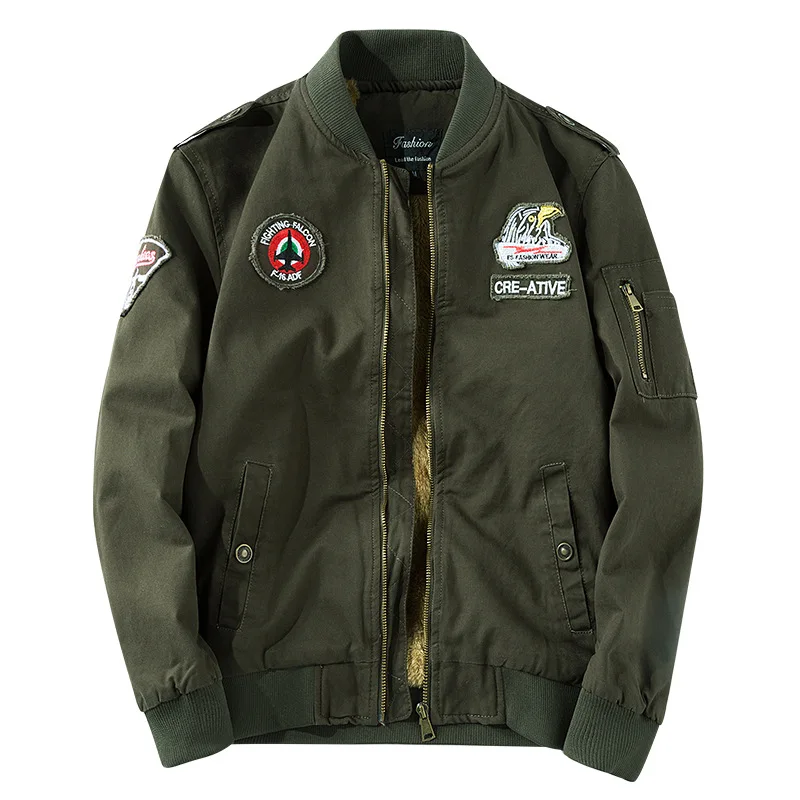 

Autumn And Winter Men Brushed And Thick Workwear Jacket Youth Loose And Plus-sized Baseball Collar Flight Suit