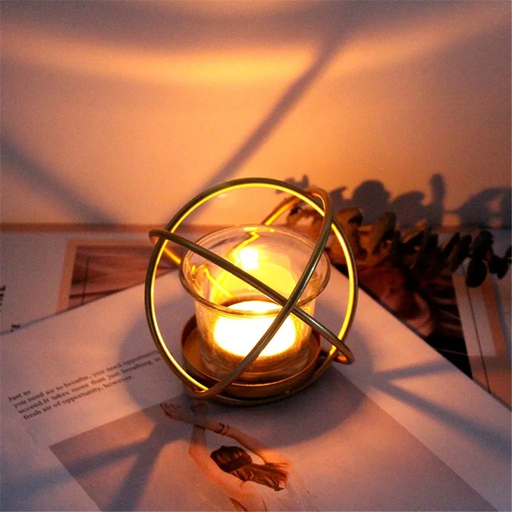 

Nordic Retro Geometric Iron Light Candle Holder Table Candlestick Indoor Decor Iron Geometric Candle Holders Home Decoration