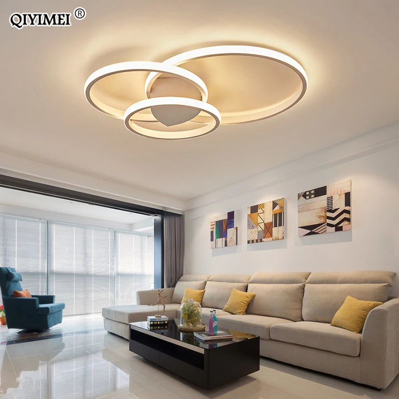 Современные кольца светодиодный светильник люстры для спальни гостиной Белый