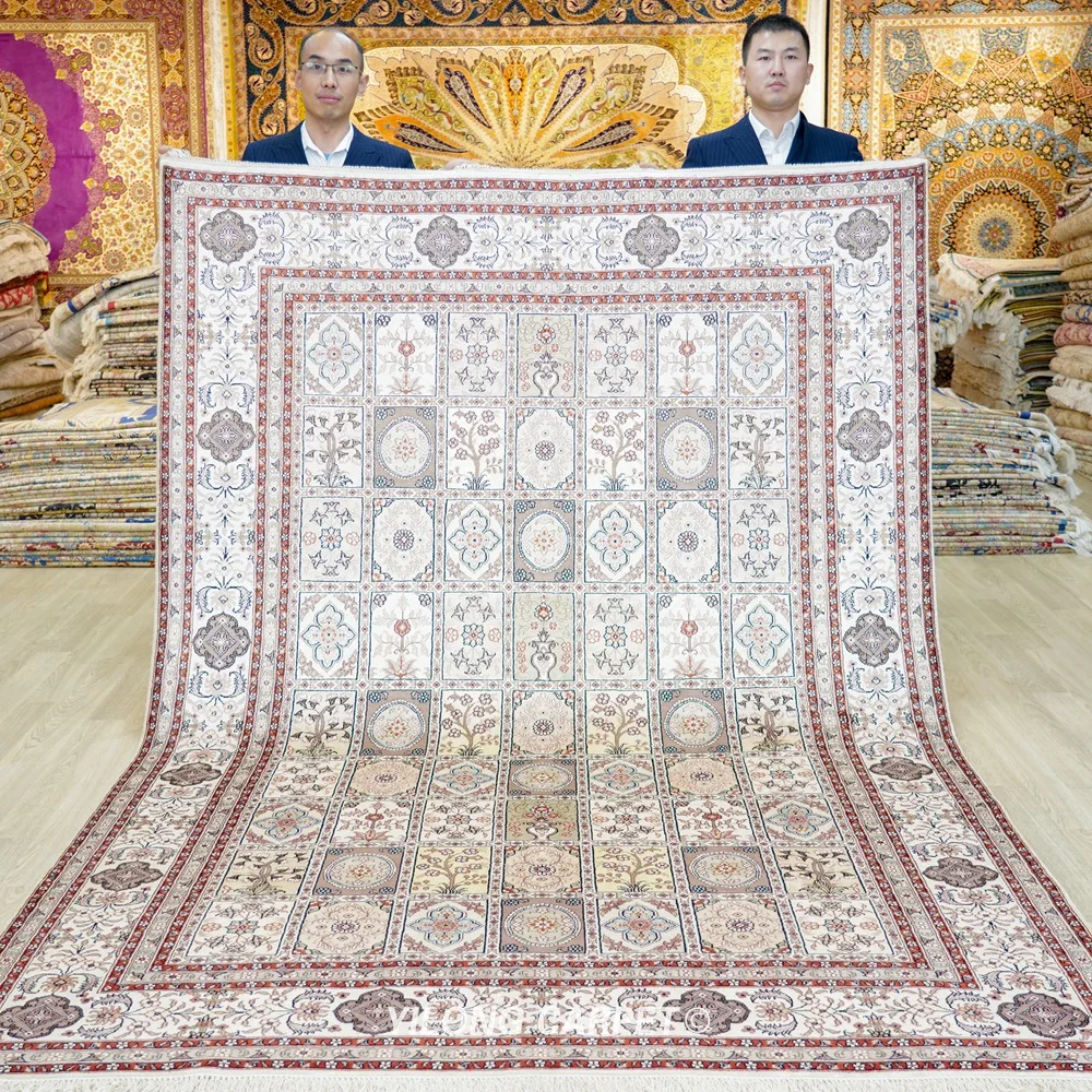 

Турецкий Шелковый ковер 6 'x 9', всесезонный изысканный садовый дизайнерский шелковый ковер ручной работы (YJH193AB)
