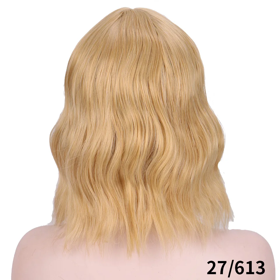 Короткие Волнистые парики фиолетовые парики с челкой термостойкий парик для черных женщин афроамериканские синтетические волосы SHANGKE - Цвет: T27/30/4