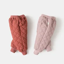 Детские брюки с хлопковой подкладкой г. Новые Стильные теплые стеганые брюки для девочек на зиму и осень для младенцев