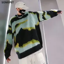 

Mens Autumn Casual Sweaters Pattern Trendy Loose Sweaters Hip Hop Knit Pullover Winter Casual Black Sweaters Men