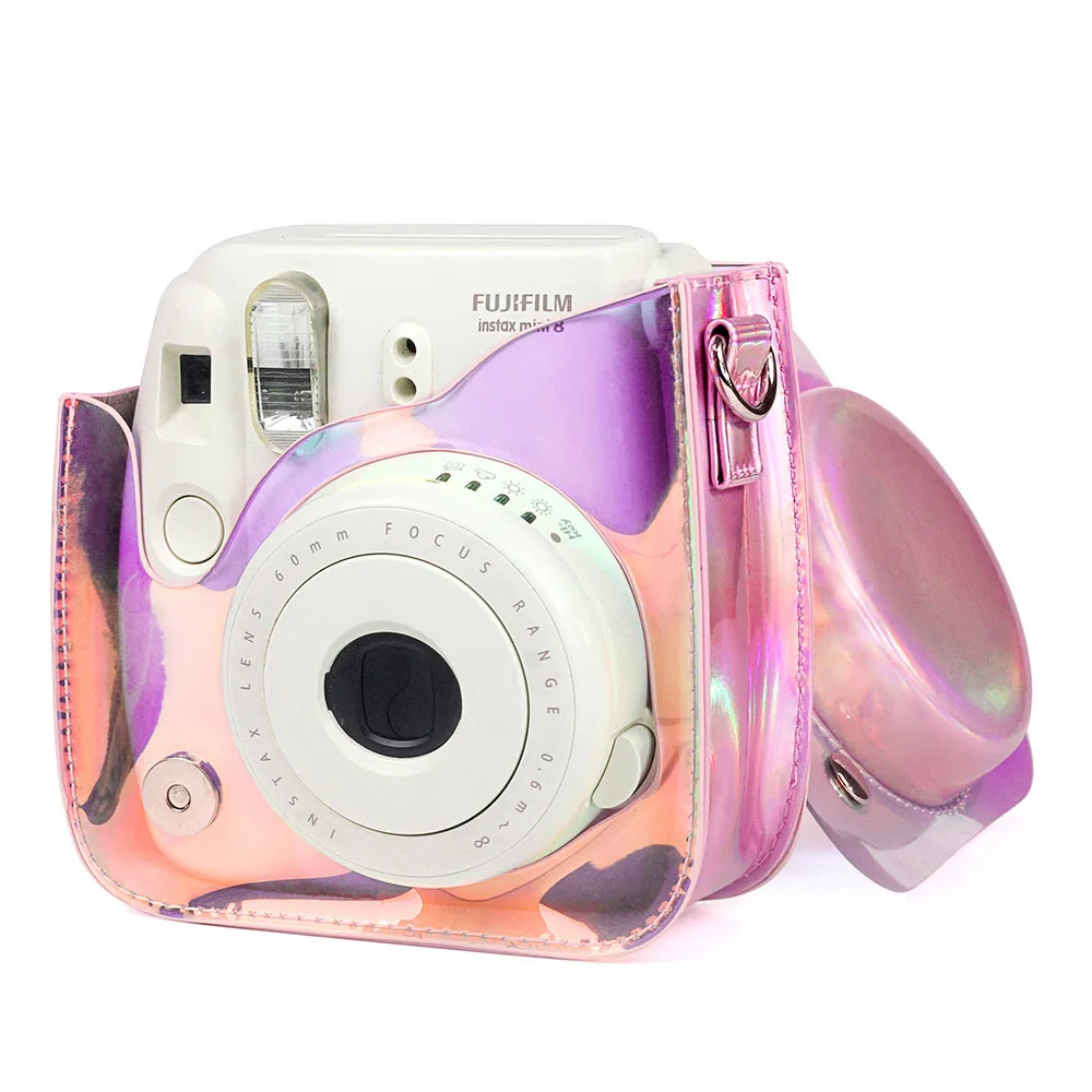 Прозрачный чехол для камеры Fujifilm Instax Mini 8/9 с голографическим лазером|Сумки