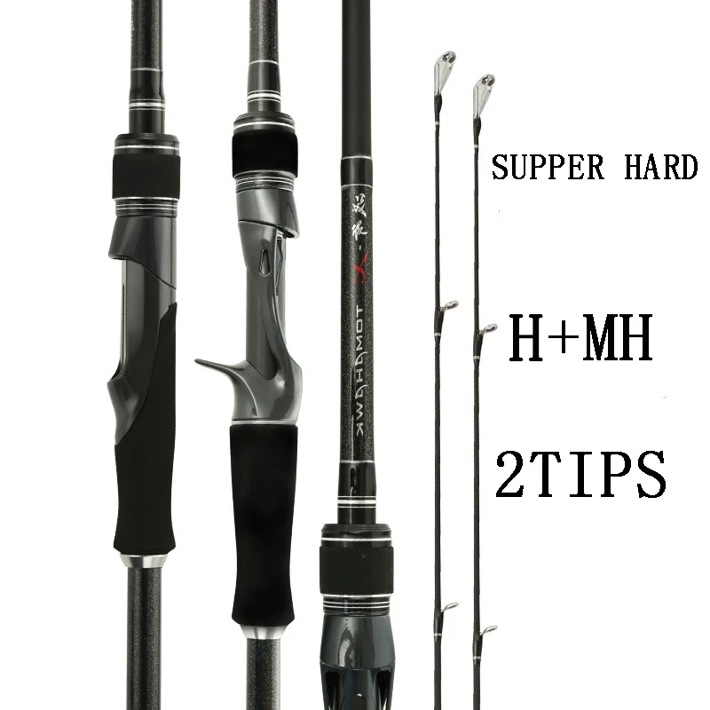 

Supper Hard Carbon Fishing Lure Rod M/MH 2Tips Spinning Bass Pole Casting Bait 7-45g For Big Fish Fishing Tackle 1.83/2.13/2.4M