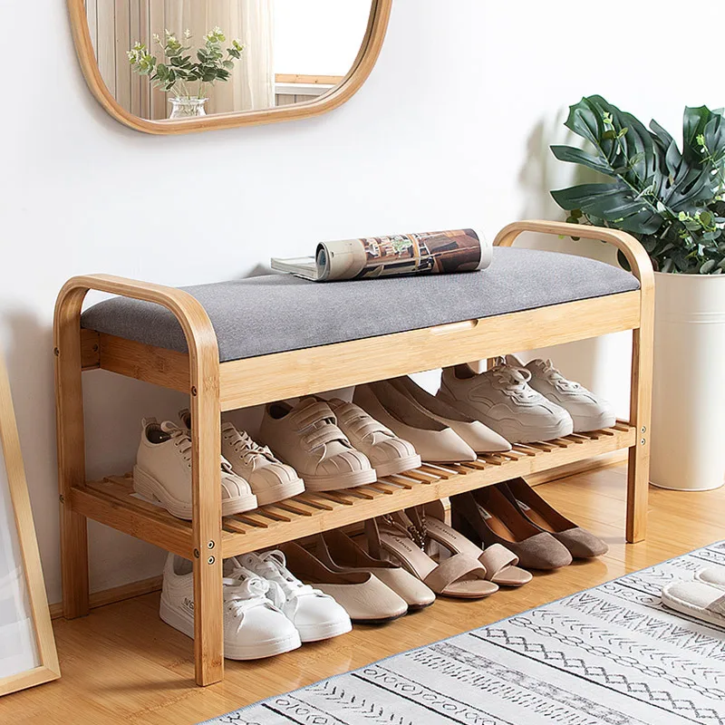 

A Generation of Fat] Doorway Northern European-Style Footstool Creative Storage Footstool Fabric Stool Solid Wood Shoe Rack