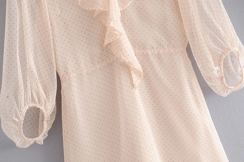 Fashion Za Sweet Women Vintage Cotton New Fashion Elegant Lady V Neck Half Sleeve A-line Summer Sexy Chiffon Dress