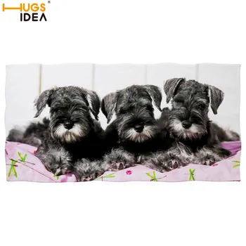 

HUGSIDEA Schnauzer Print Microfiber Towel Kawaii Beach/Bath Towel Body Cover Towel Baby Bathing Towel Gym/Travel Dry Hair Towel