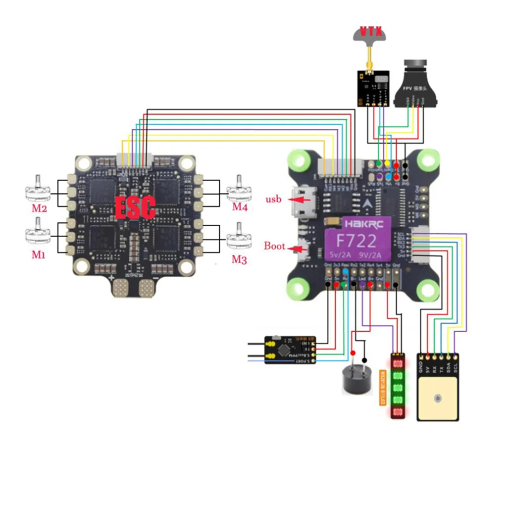 HAKRC Flytower F722 BEC 5В/2A 9В/2A игровые джойстики и 50A с диагональю экрана 3-6S ESC для дрона с дистанционным управлением Drone аксессуары Z