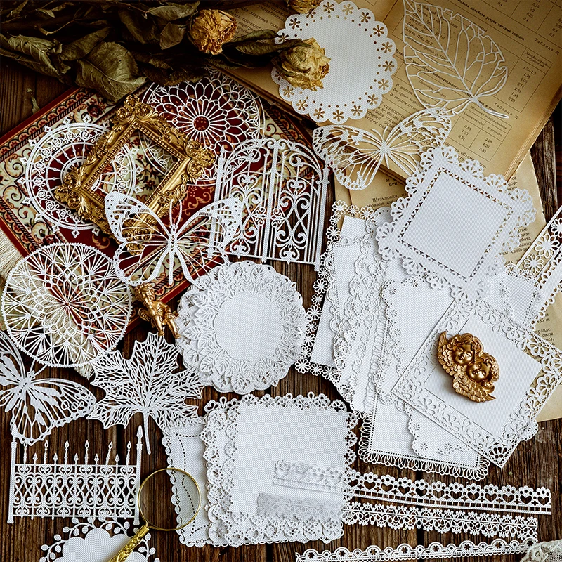 

10pcs/box Alice Tea Party Series Memo Pad Transparent Hollow lace paper Note Memo Notepad School Office Supply Gift Stationery