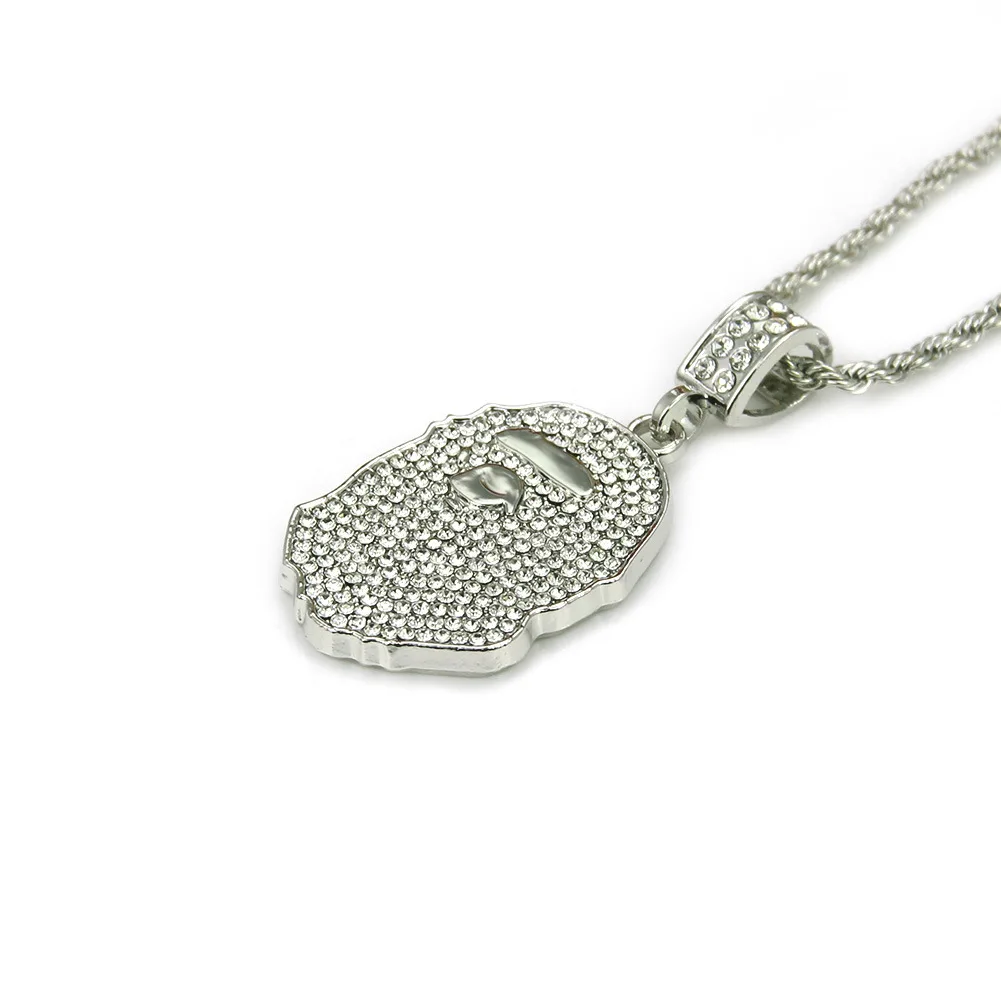 Европа и Америка Мода и индивидуальность полный кристаллов кулон ожерелье AliExpress стиль ожерелье хип-хоп обезьяна на шею