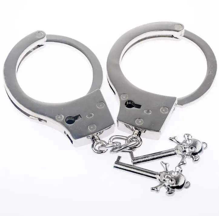 

Fun Police stainless steel Handcuffs Toy Hand Cuffs Kid Fancy Dress Cop Officer Role Playing Games
