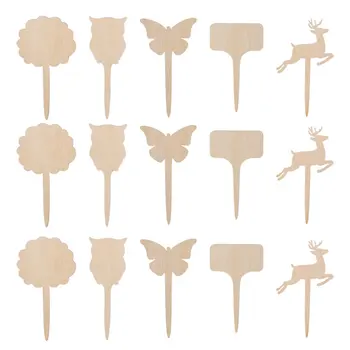 

20pcs Plant Labels Wooden Gardening Labels Writable Funny Simple Plant Labels for Home Garden (Square Shape, Butterfly Shape, De