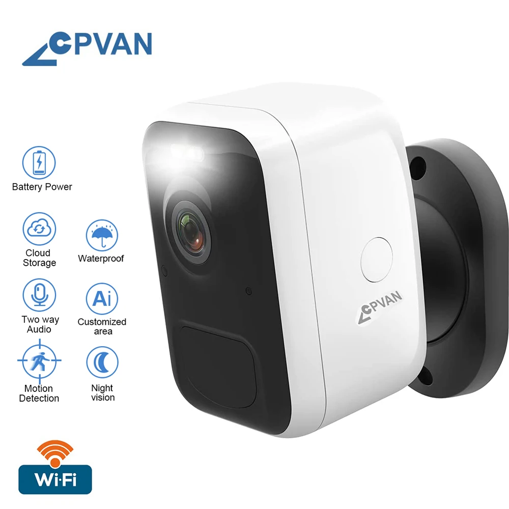 CPVAN Outdoor Spotlight IP Camera 4MP Wireless Waterproof Wifi AI Smart Battery Camera Human Detection Security Surveillance
