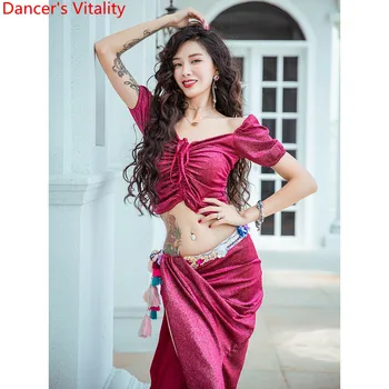 

Belly Dance Practice Clothes New Autumn Winter Velour Drawstring Top Skirt Beginners Oriental Indian Dancing Performance Costume