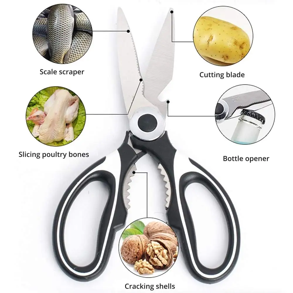 Heavy Duty Kitchen Scissors Ultra Sharp Shears Multi Purpose Scissor Stainless Steel Blade for Herb Chicken Fish Vegetables