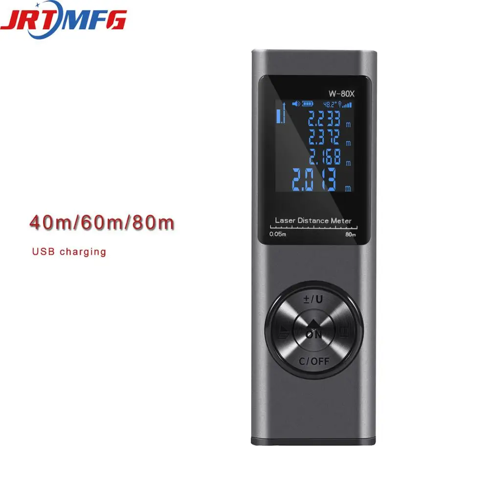 JRTMFG New Laser Rangefinder 40m/60m/80m Roulette Laser Meter  For Distance Measurement Digital Tape Measure  W-40X