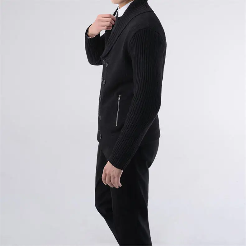 2019 Autumn New Wool Men Sweater Cardigans Winter Business Male Sweater Jacket Coat Men Shawl-Collar Raglan Sleeves Brand MuLS 10