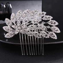 Хрустальные свадебные аксессуары для волос; Свадебные ювелирные изделия на волосы головной убор модный серебряный цвет в форме птичьего крыла расчески FS48