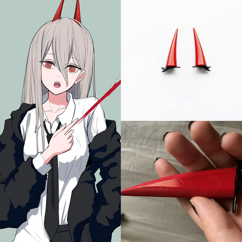 Japanese Anime Chainsaw Man Power Red Horns Shaped Hairpin Evil Demon Anime  Power Hair Accessories Cosplay Props Halloween Party - AliExpress