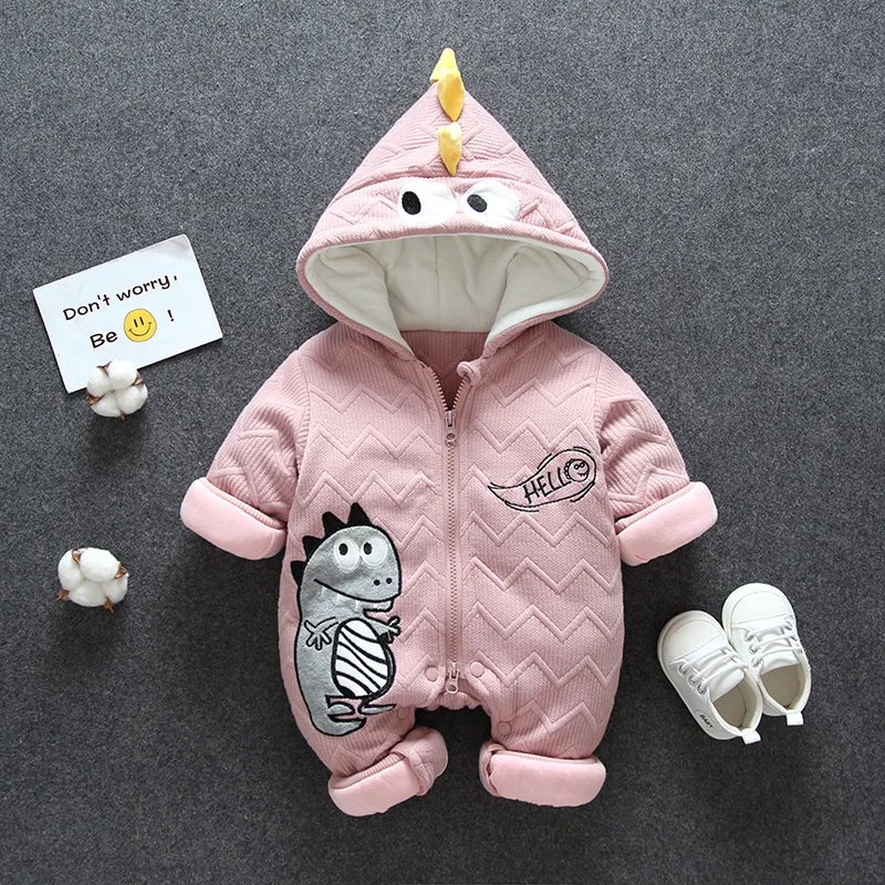 pink monster Окей мам для малышей, детей, зимняя пальто овечьей шерсти, утепленные, легкие, с капюшоном, замок-молния, украшены рисунками комбинезон зимний детский комбинезон для маленьких мальчиков и девочек в полоску с рисунком из мультфильма «Холодное одежда Костюмы - Цвет: pink monster