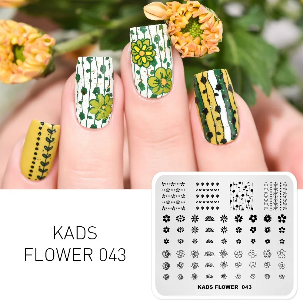 Flower 043 1 шт. штамповки для ногтей пластины красоты цветок серии шаблоны для ногтей поднос для маникюра дизайн ногтей штамповка шаблон украшения Штамп для ногтей - Цвет: Flower 043
