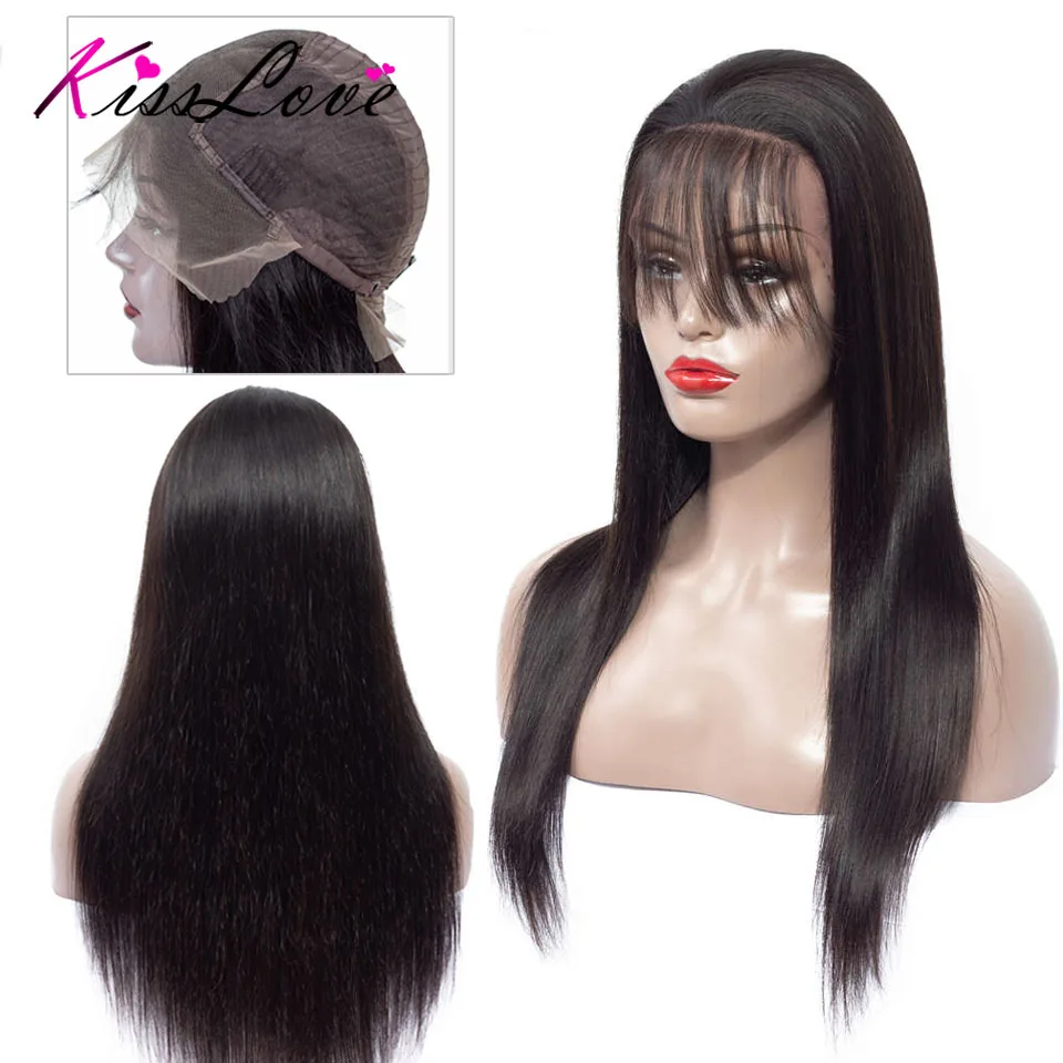 

Straight 13x6 Lace Frontal Human Hair Wigs Pre Plucked Hair Line Brazilian Lace Frontal Wig with Baby Hair Remy Hair Kiss Love