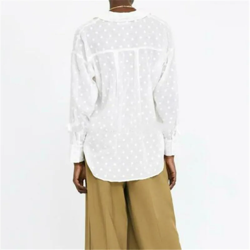 Fashion Womens Tops and Blouses Elegant Long Sleeve White OL Shirt Ladies Polka Dot chemise femme blusa feminina Streetwear