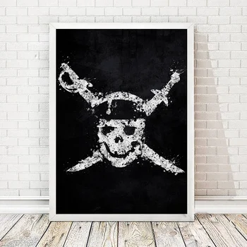 

Pirates of the Caribbean Black White Art Canvas Poster Home Wall Decor (No Frame)