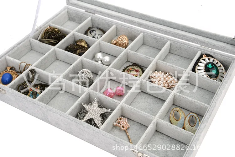 

Ice Flannel with Lid Transparent Jewelry Box 24 Lattice Jewelry Display Box Accessories Storage Box Ring Ear Stud Jewlery Box